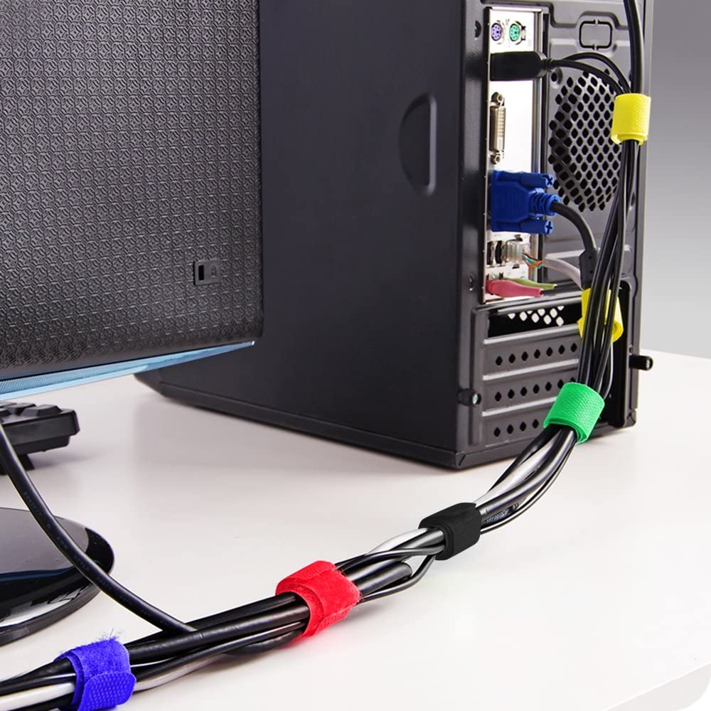 Fascette Fermacavo Multicolor in Feltro Adesivo Set da 10pz - Techly ISWT-VEL10-COLT