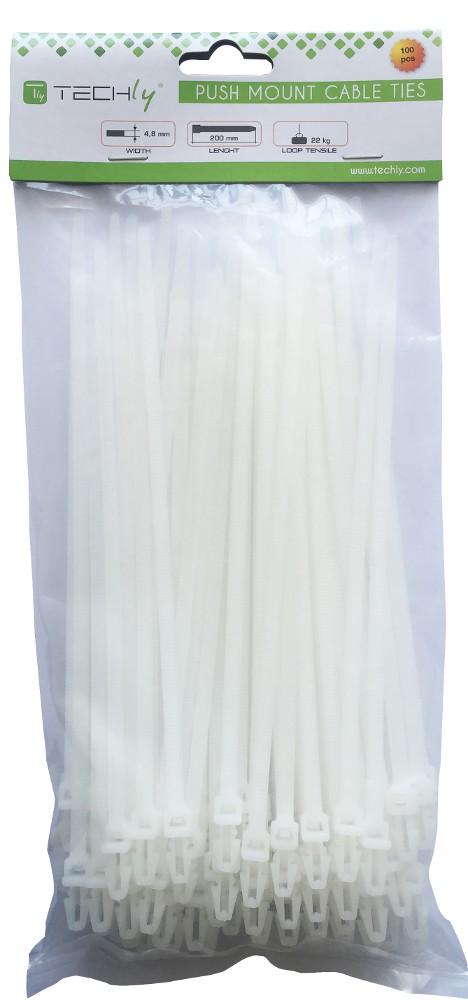 Fascette Fermacavi con Innesto Libero 200x4,8mm in Nylon 100pz Bianco - Techly ISWTA-20048B