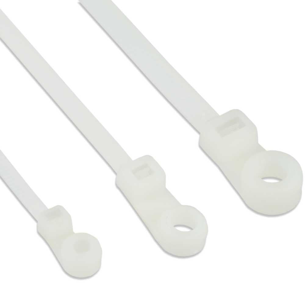 Fascette Fermacavi con Occhiello 300x4,8mm in Nylon 100pz Bianco - Techly ISWTH-30048