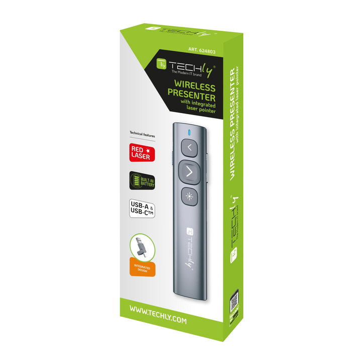 Puntatore Laser Wireless Telecomando Presentazioni Powerpoint - Techly ITC-LASER95PR