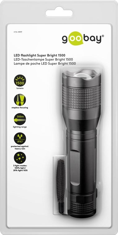 High Brightness LED Flashlight 1500 lm IPX 7 - Goobay ITC-LED-WL 1500