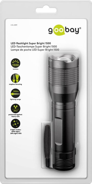 Torcia LED ad Alta Luminosità 1500lm IPX7 - Goobay ITC-LED-WL1500