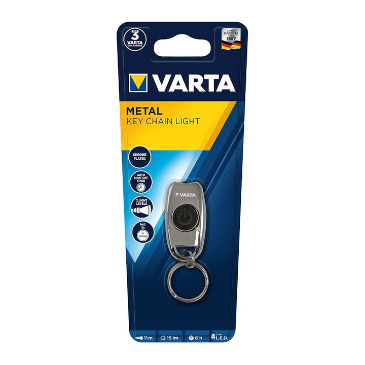 Torcia Portachiavi LED Tascabile Lega Zinco 15 Lumen 11m - Varta ITC-VTMINKEY15