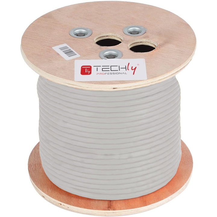 Matassa F/UTP Cavo Cat5E Rame 305m Rigido Grigio - Techly Professional ITP-C5F-305-RIS