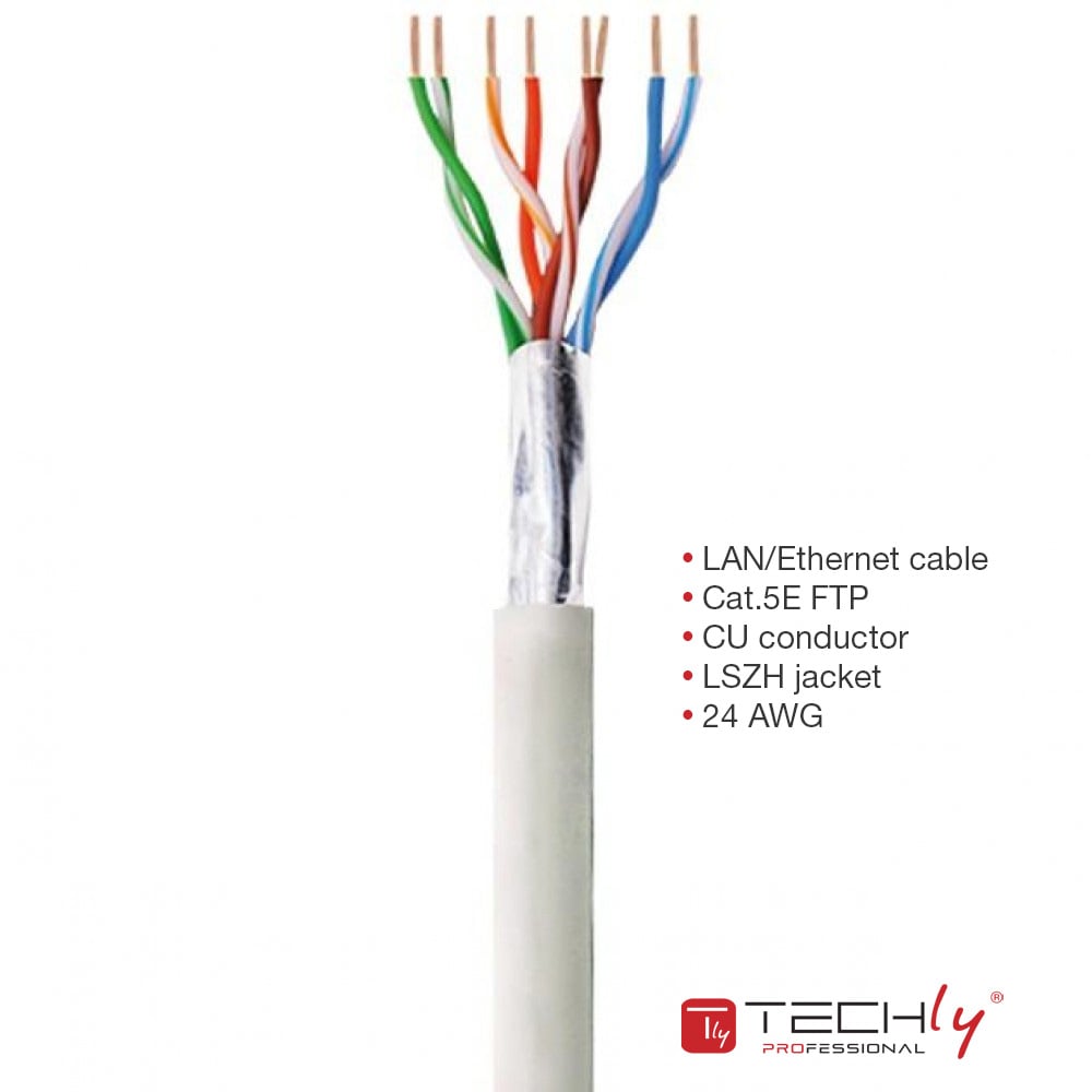 F/UTP Cable Cat 5 E Copper 305 m Gray Hard - Techly Professional ITP-C 5 F- 305 -RIS