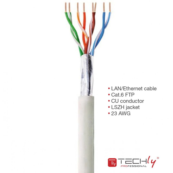 Matassa F/UTP Cavo Cat6 Rame 305m Rigido Grigio - Techly Professional ITP-C6F-305-RIS