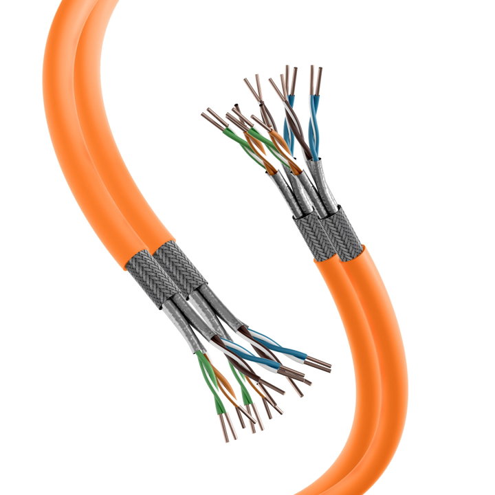 Matassa S/FTP Cat7 Rame 1000MHz Duplex Eca 100m Rigido Arancione - ITP5-PIMF-0100DX