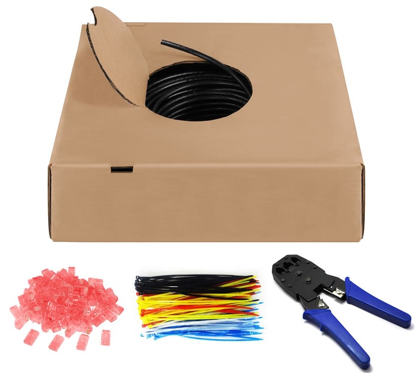 Kit Matassa U/UTP Cavo Cat6 Rame 305m Rigido completo di Accessori - Goobay ITP6-CU-305KIT