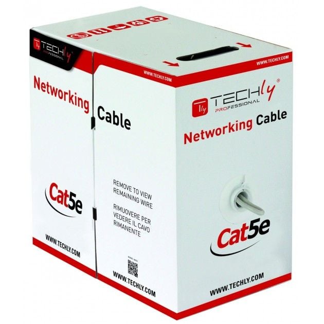 Matassa F/UTP Cavo Cat5E CCA 305m Rigido da Esterno Nero - Techly Professional ITP8-RIS-0305LO