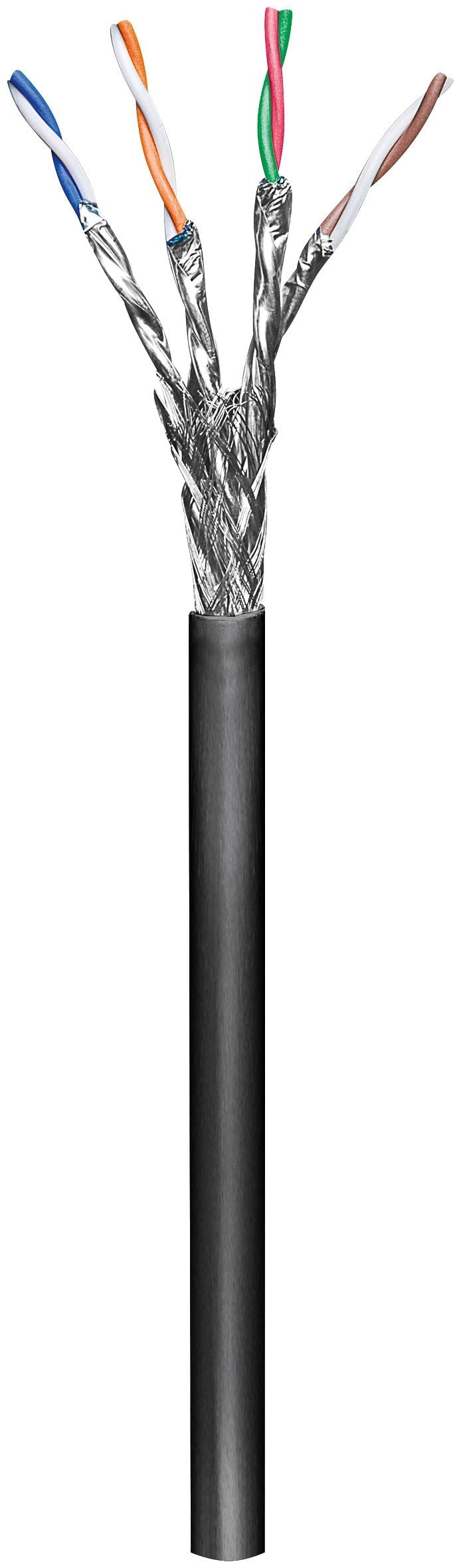 Matassa S/FTP Cavo Cat6 PIMF LSZH Rame 100m Rigido Nero per esterno - Goobay ITP9-RIS-0100LP