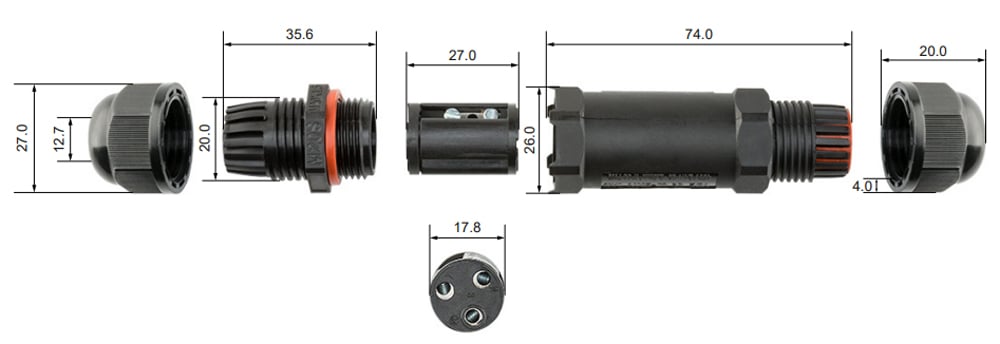 Connettore Elettrico Impermeabile per Cavo IP68 da Esterno Lunghezza 10 cm - Goobay IUPS-CONN10-IP68
