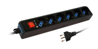 6 Multi-seat Italian seats Bipasso with Black Switch - Techly IUPS-PCP- 16 BK
