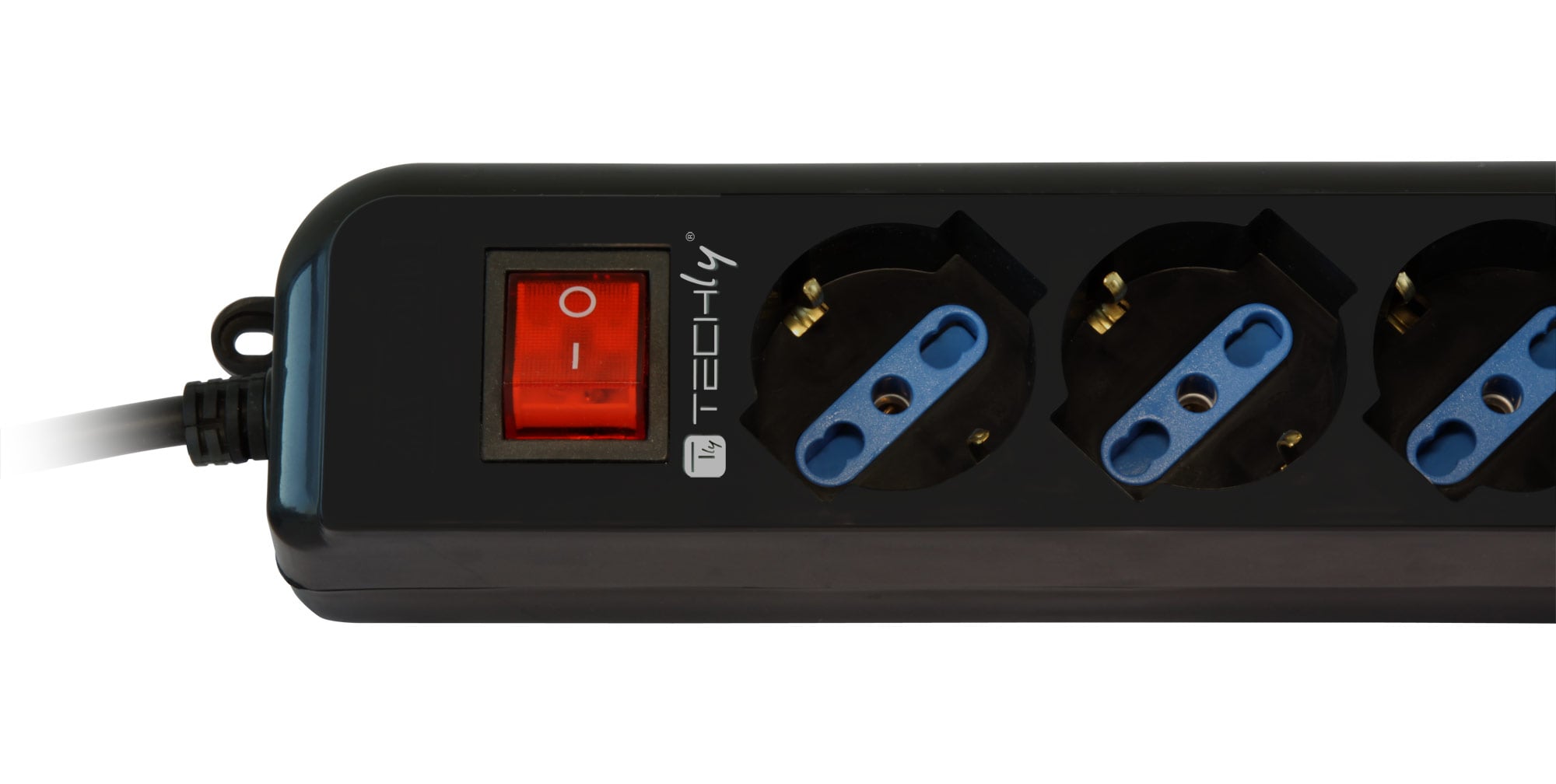 Multipresa 6 Posti Italiana Bipasso con Interruttore Cavo 5m Nero - Techly IUPS-PCP-16BK5