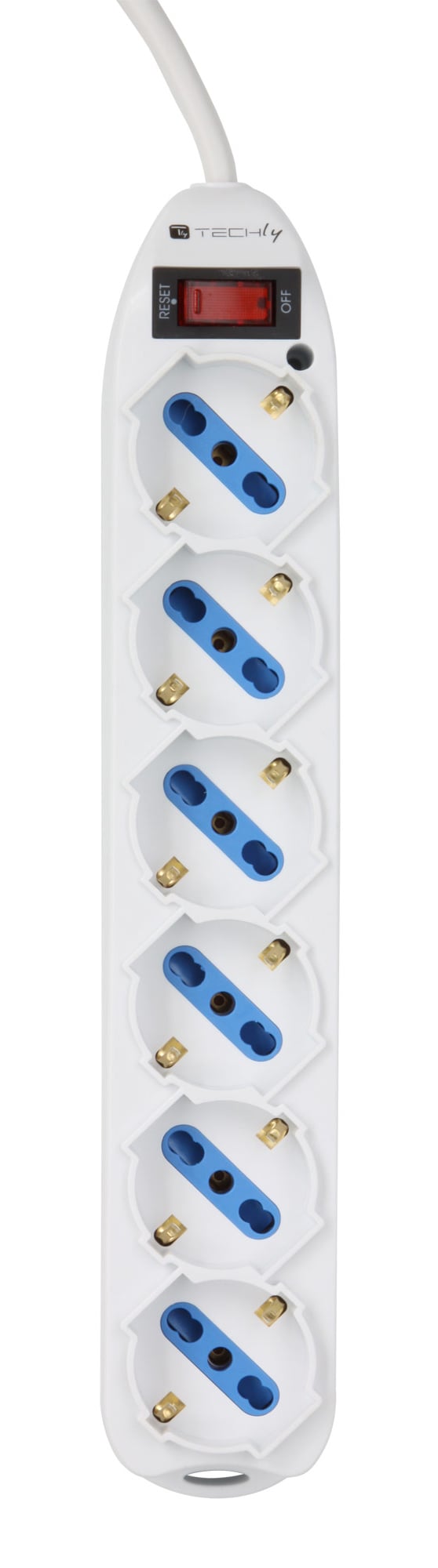 Multipresa 6 Posti Italiana Bipasso con protezione da sovraccarico Bianca - Techly IUPS-PCP-16BKP