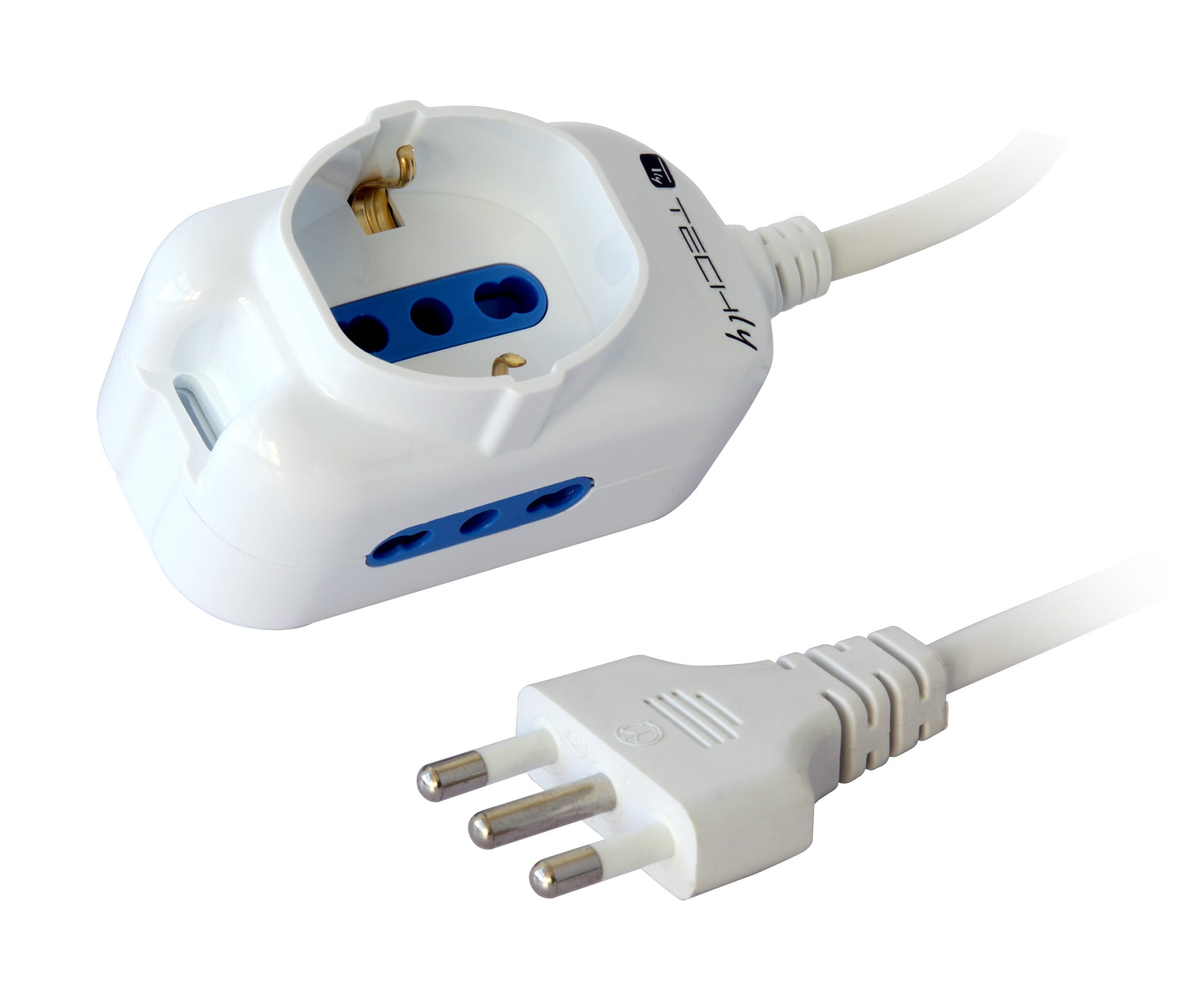 Multipresa 2 Posti Italiana Bipasso / 1 Schuko - Techly IUPS-PCP-2I1S