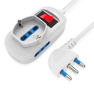 Presa Multipla 3 Uscite 2 Bipasso + 1 Bipasso/Schuko con Interruttore - Techly IUPS-PCP-2I1SA