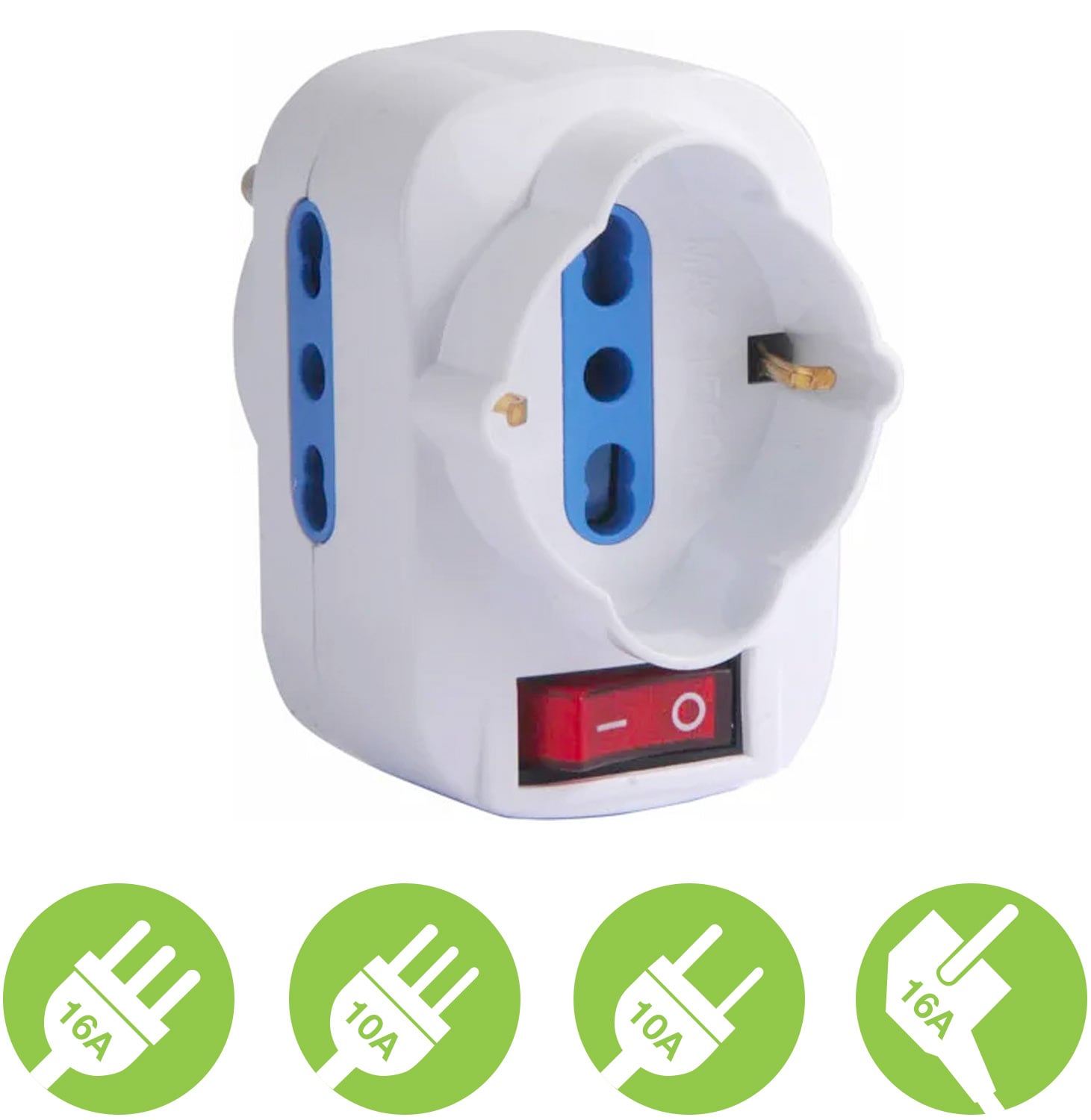 Adattatore con Spina 16A Rotante - Techly IUPS-PCP-2R