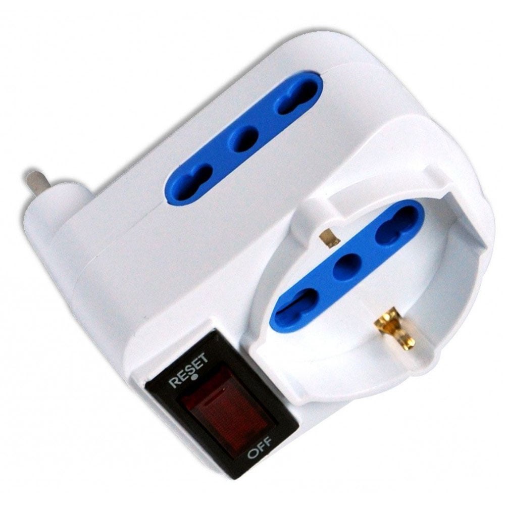 Adattatore Compatto con 2 Prese Bipasso e 1 Bipasso/Schuko Spina 10A - Techly IUPS-PCP-2R10B