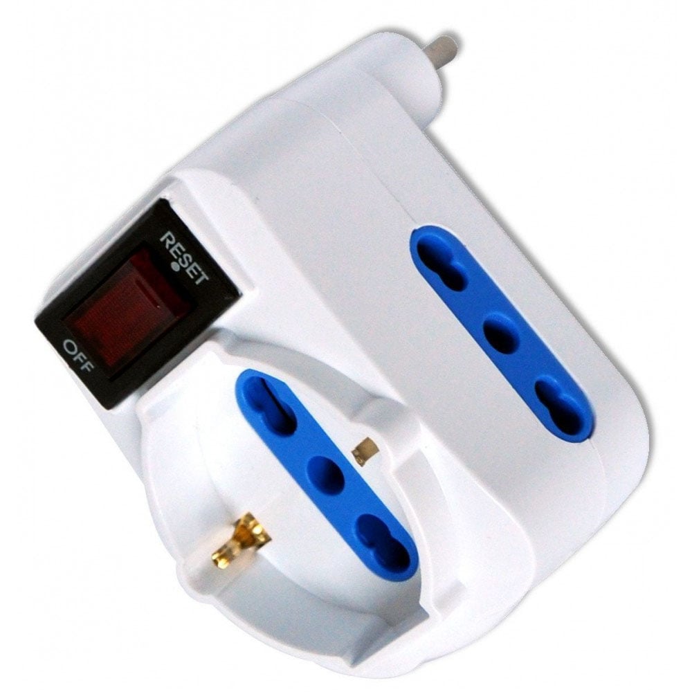 Adattatore Compatto con 2 Prese Bipasso e 1 Bipasso/Schuko Spina 10A - Techly IUPS-PCP-2R10B