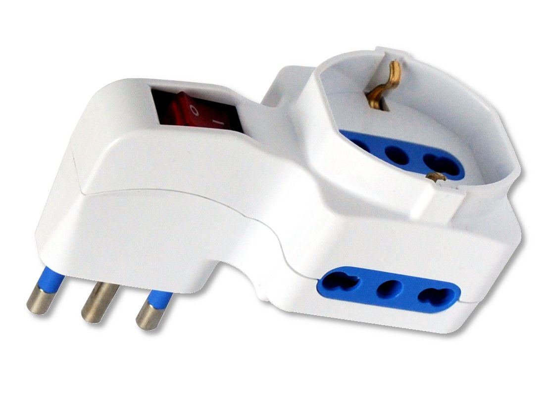 Adattatore con 2 Prese Bipasso e 1 Bipasso/Schuko con Spina 16A - Techly IUPS-PCP-2RL