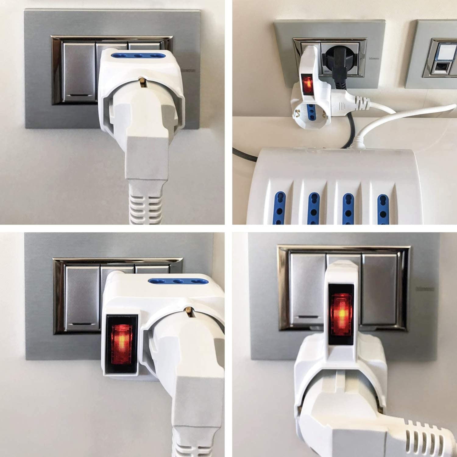 Adattatore con 2 Prese Bipasso e 1 Bipasso/Schuko con Spina 16A - Techly IUPS-PCP-2RL