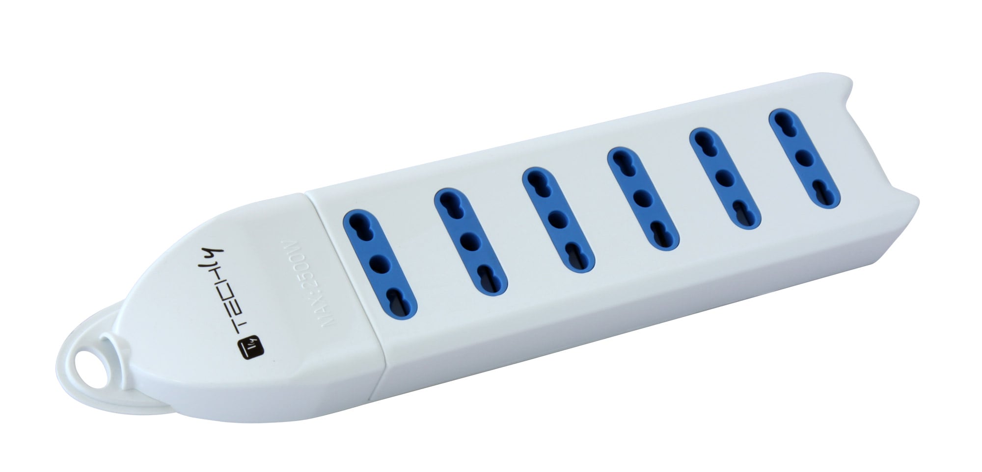 Multipresa 6 Posti Italiana Bipasso Senza Cavo Bianco - Techly IUPS-PCP-306