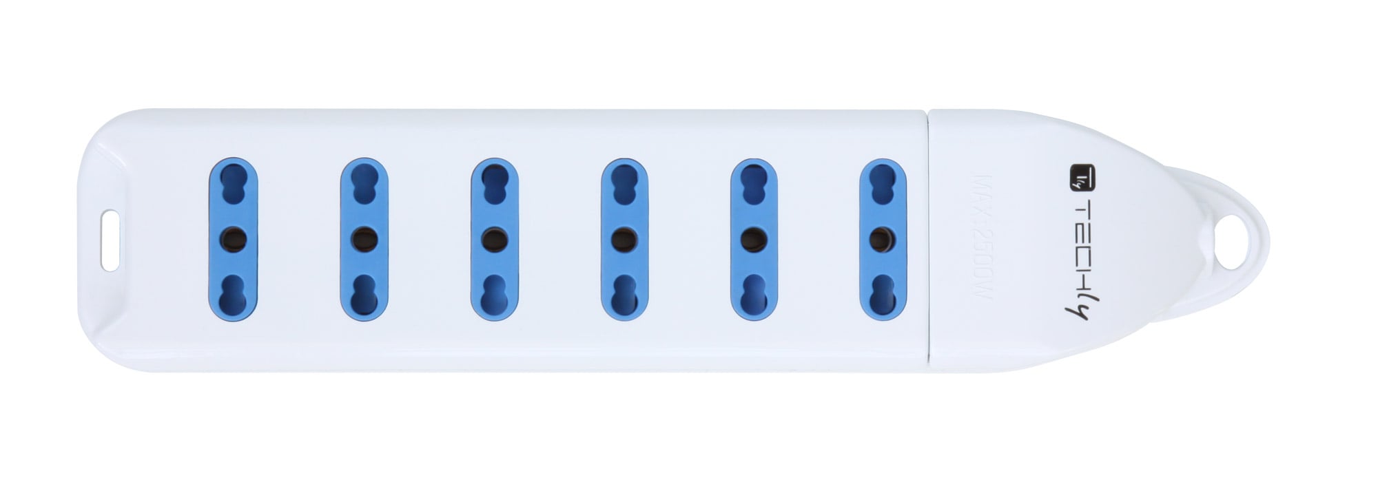 Multipresa 6 Posti Italiana Bipasso Senza Cavo Bianco - Techly IUPS-PCP-306