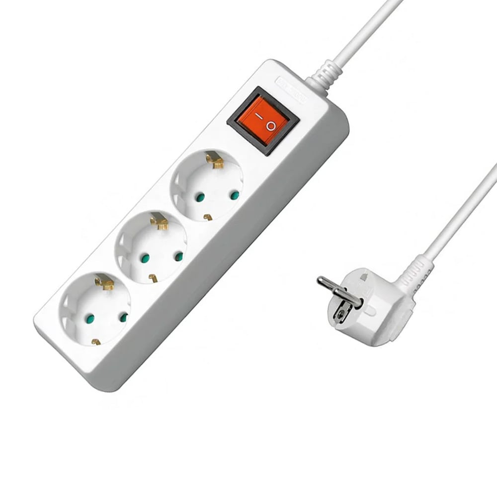 Multipresa 3 Posti Schuko con Interruttore e Cavo 1,5m - Goobay IUPS-PCP-3DW