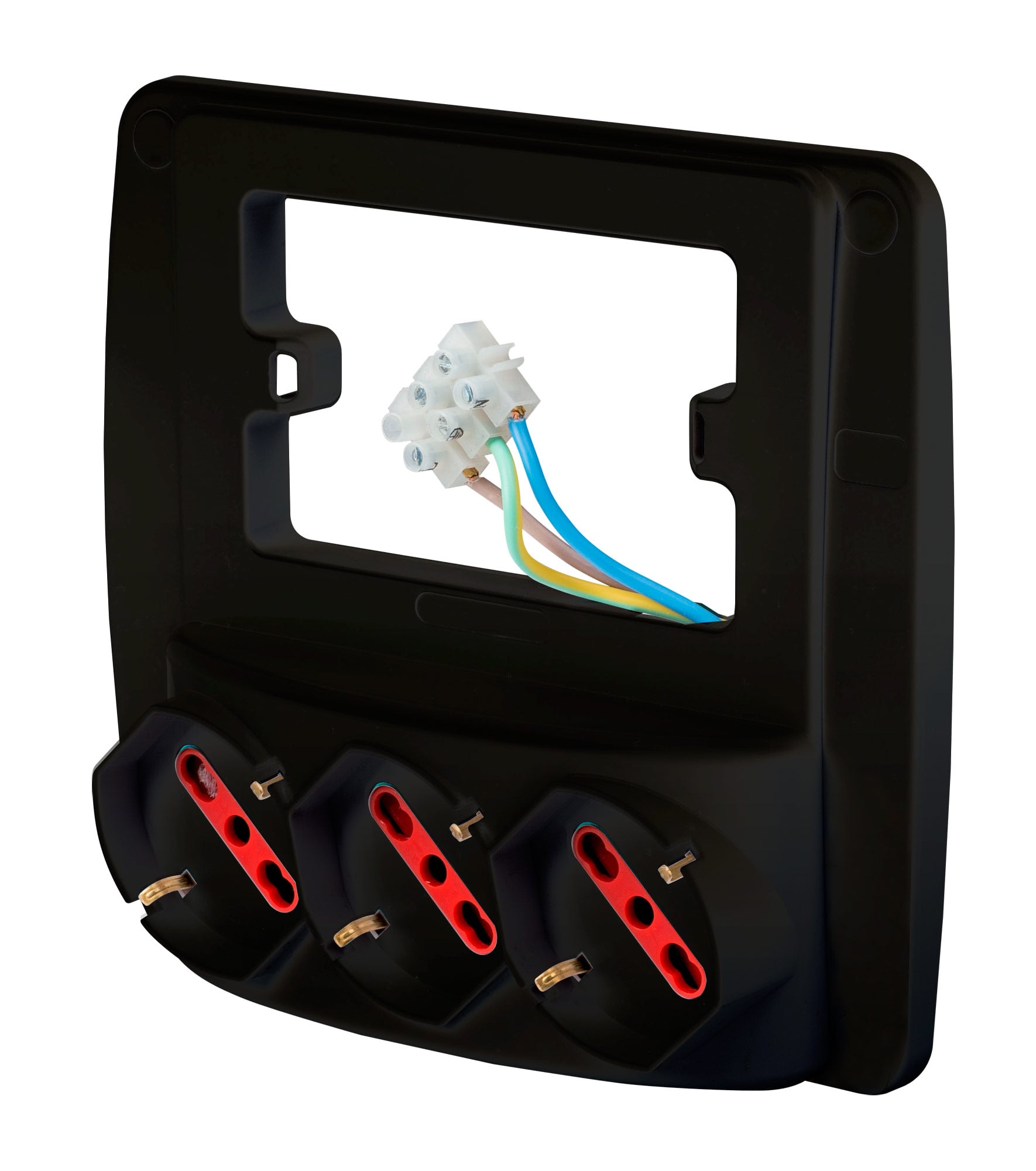 Multiply from Wall 3 Places Schuko Black - Rosi IUPS-PCP- 3 ESBK