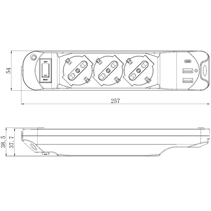 3 Multi-seat Bipass/Schuko seats with 3 USB-A/C Doors White - Techly IUPS-PCP- 3 S 3 USB