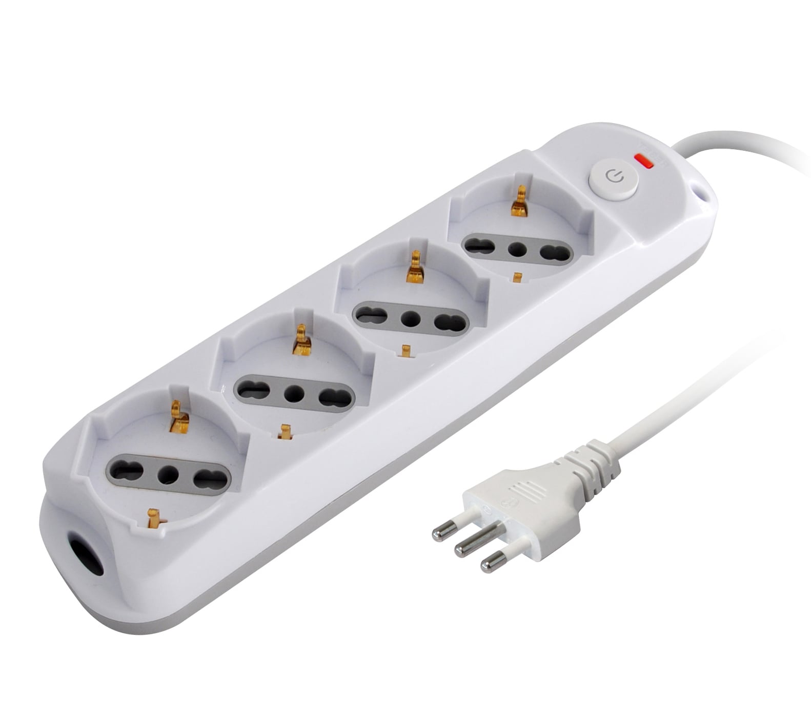Presa Multipla a 4 Posti Italiana Bipasso/Schuko Spina 10A - Techly IUPS-PCP-410A