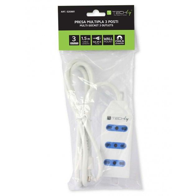 Multipresa 3 Posti Italiana Bipasso - Techly IUPS-PCP-413