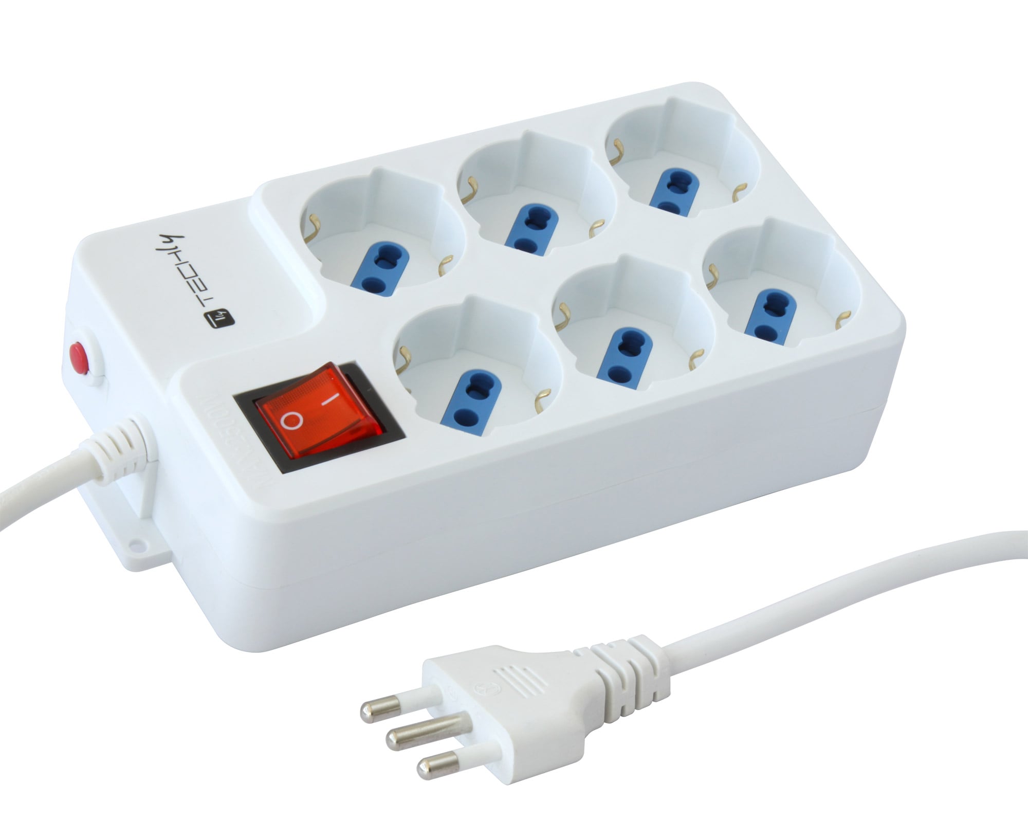 Multipresa 6 Posti Italiana Bipasso / Schuko Angolata - Techly IUPS-PCP-44A