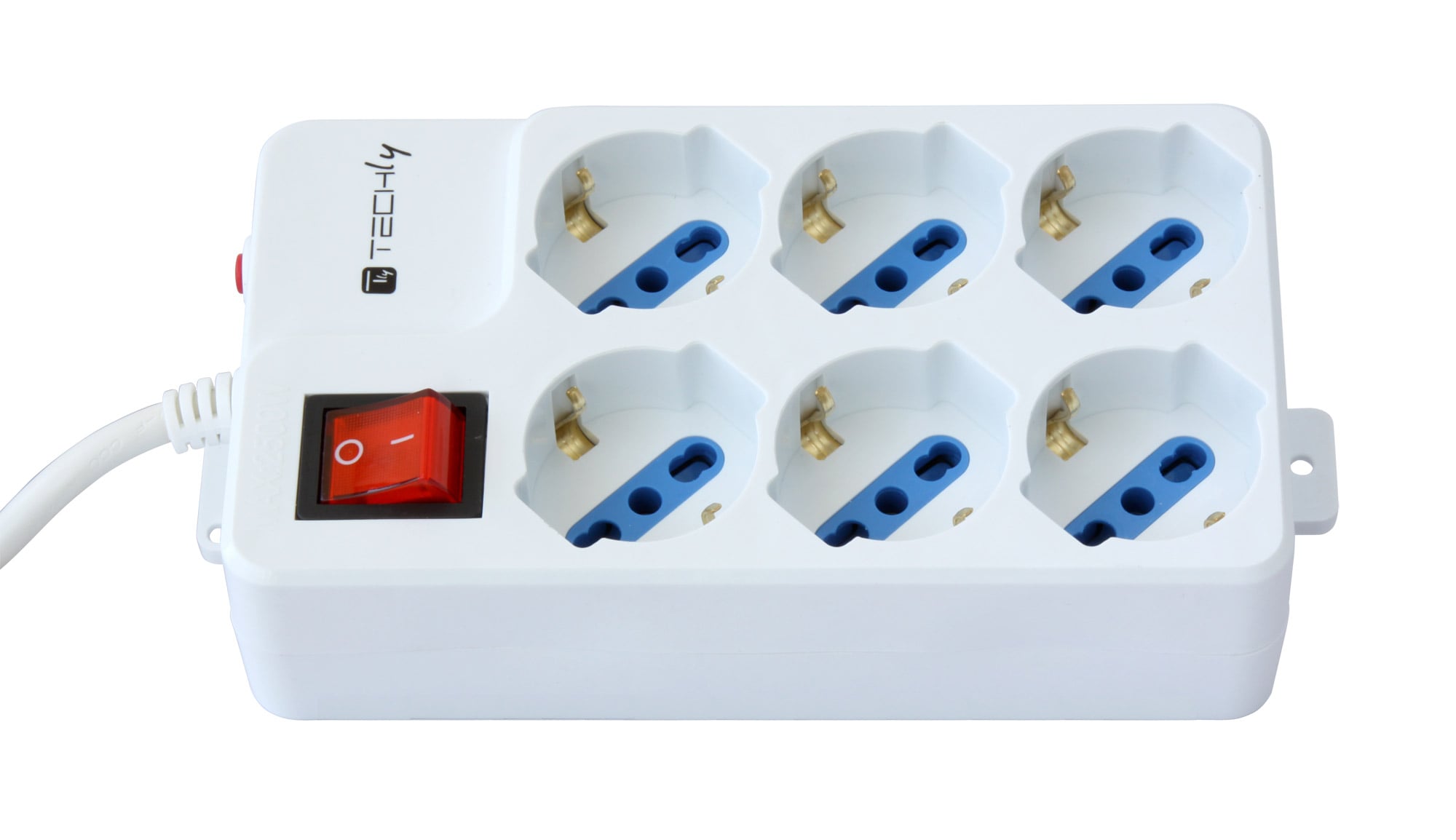 Multipresa 6 Posti Italiana Bipasso / Schuko Angolata - Techly IUPS-PCP-44A