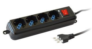 Multipresa 4 posti bipasso con interruttore Nero - Techly IUPS-PCP-4BK