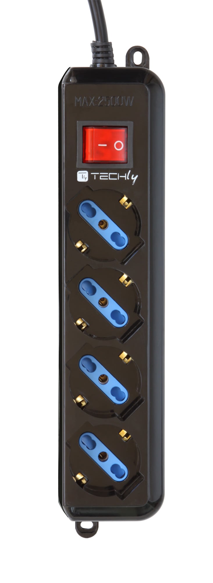 Multipresa 4 Posti Italiana Bipasso con Interruttore Nero - Techly IUPS-PCP-4BK