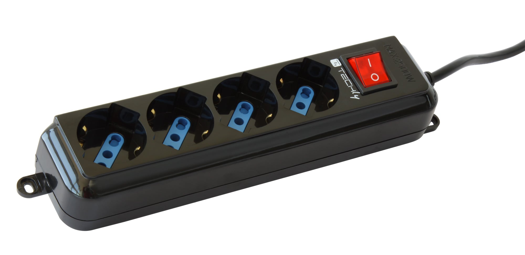 Multipresa 4 Posti Italiana Bipasso con Interruttore Nero - Techly IUPS-PCP-4BK
