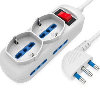 Presa Multipla 6 Uscite 4 Bipasso + 2 Bipasso/Schuko con Interruttore - Techly IUPS-PCP-4I2SA