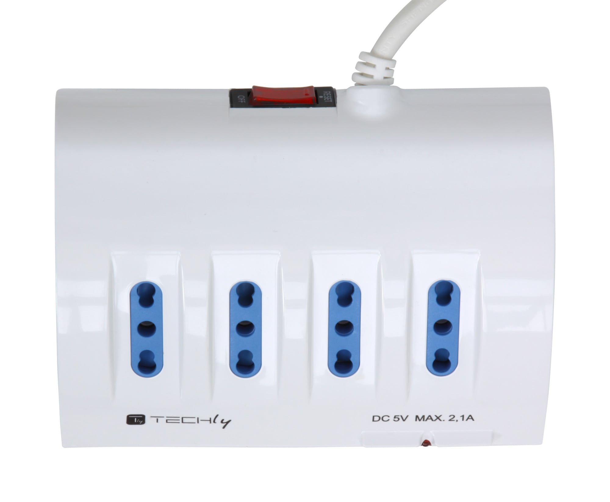 Multipresa da Tavolo 4 prese Italiane Bipasso 2 Schuko e 2 USB Bianca - Techly IUPS-PCP-4UDESK2
