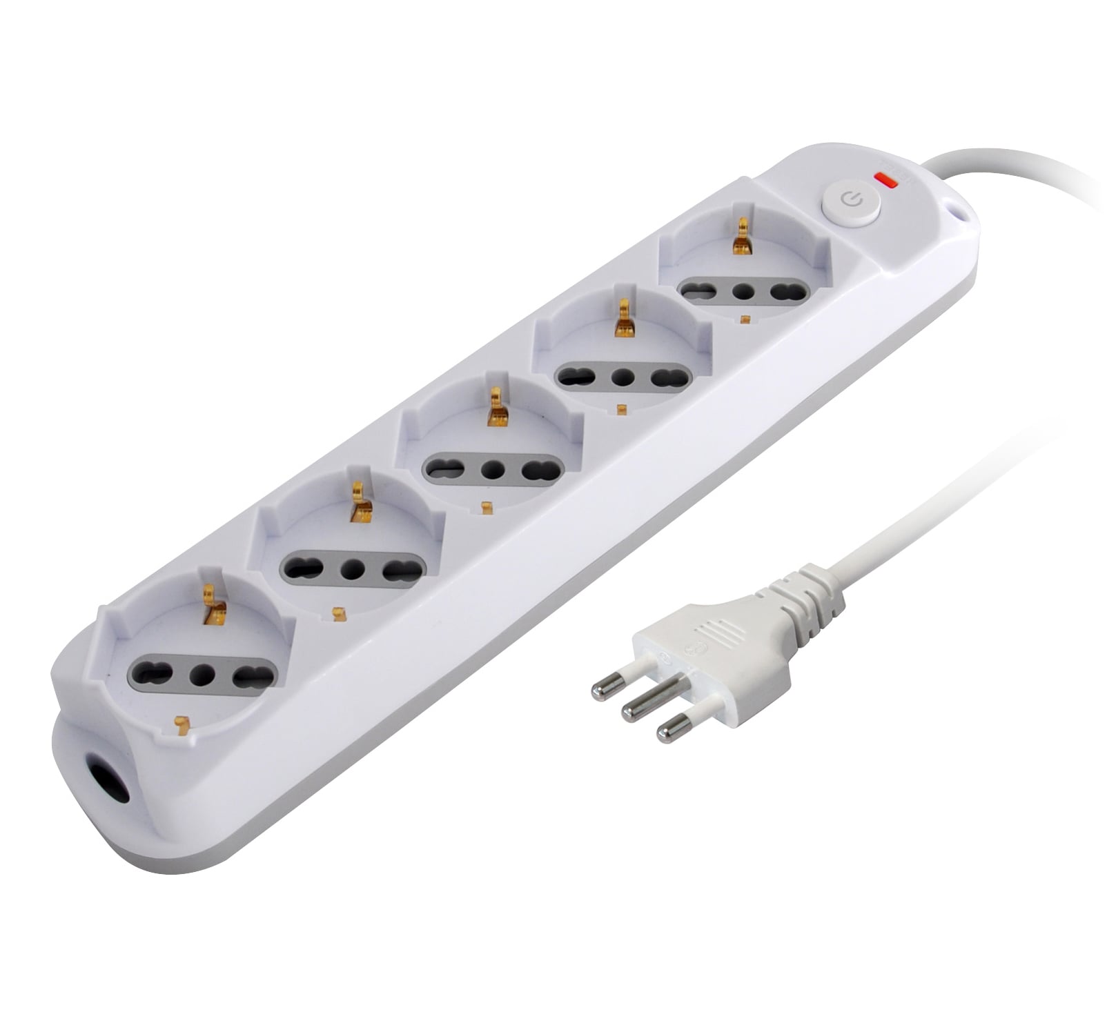 Presa Multipla a 5 Posti Italiana Bipasso/Schuko Spina 10A - Techly IUPS-PCP-510A
