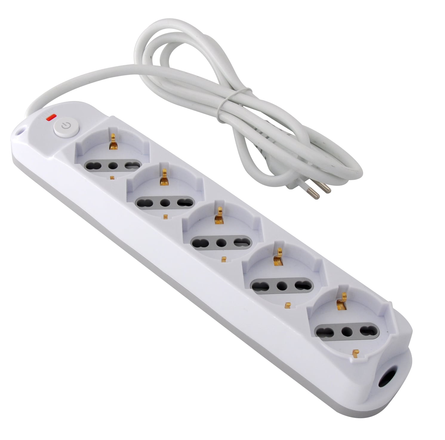 Presa Multipla a 5 Posti Italiana Bipasso/Schuko Spina 10A - Techly IUPS-PCP-510A