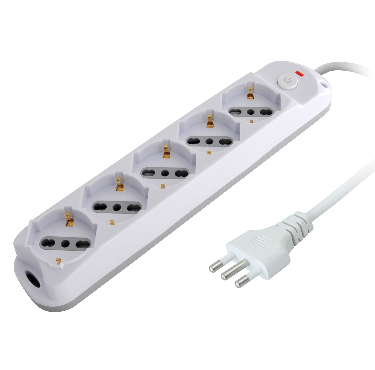 Presa Multipla a 5 Posti Italiana Bipasso/Schuko Spina 16A - Techly IUPS-PCP-516A