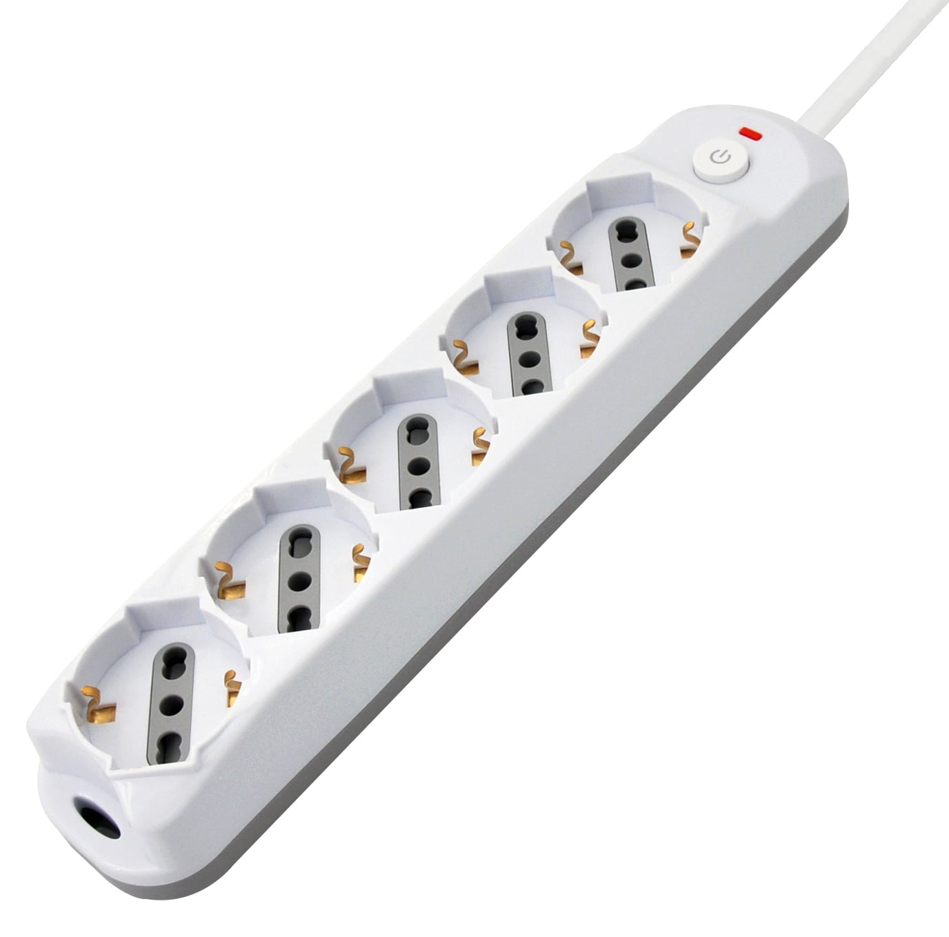 Presa Multipla a 5 Posti Italiana Bipasso/Schuko Spina 16A - Techly IUPS-PCP-516A
