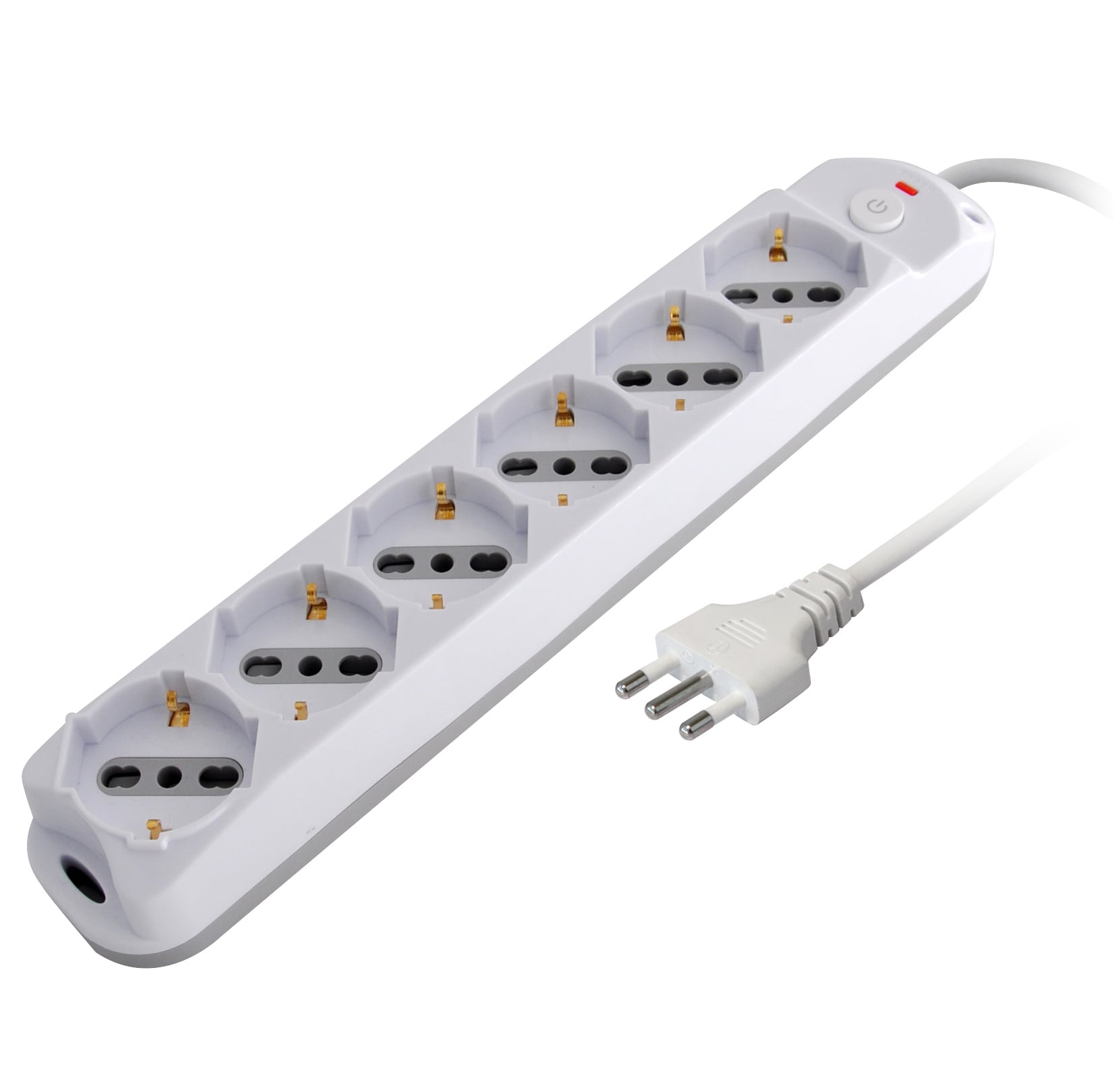 Presa Multipla a 6 Posti Italiana Bipasso/Schuko Spina 10A - Techly IUPS-PCP-610A
