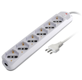 Presa Multipla 6 Posti Italiana Bipasso/Schuko Spina 10A - Techly IUPS-PCP-610A