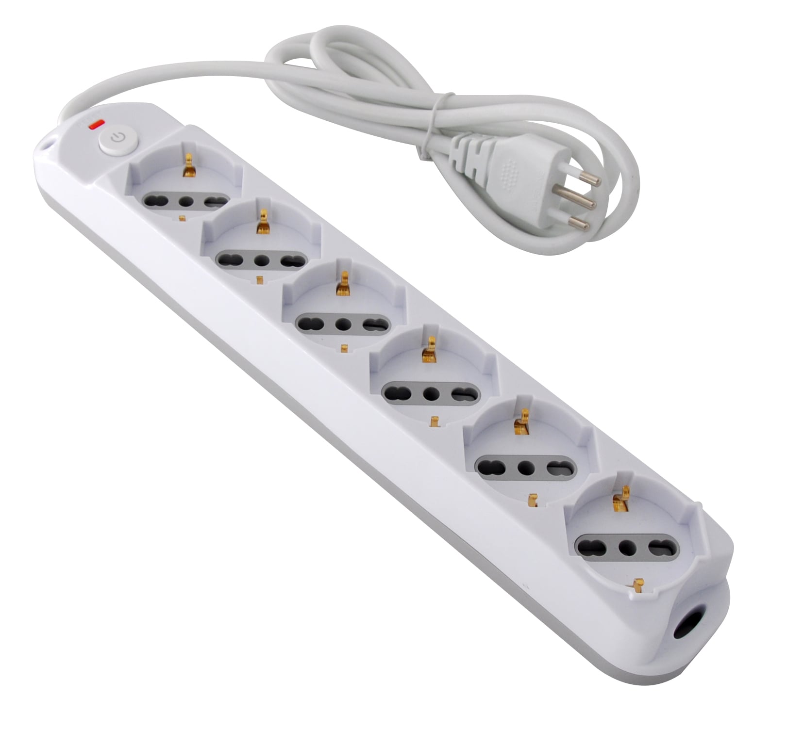 Presa Multipla a 6 Posti Italiana Bipasso/Schuko Spina 10A - Techly IUPS-PCP-610A