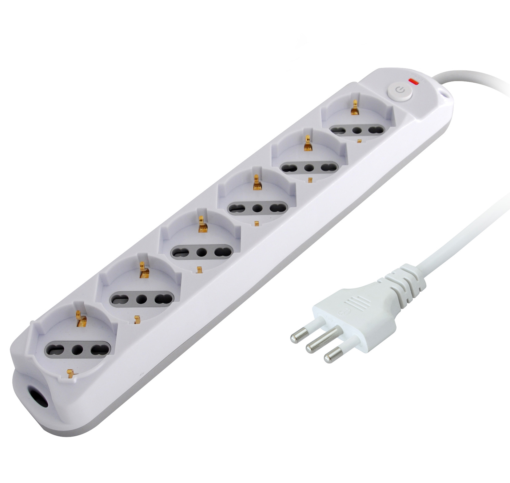 Presa Multipla a 6 Posti Italiana Bipasso/Schuko Spina 16A - Techly IUPS-PCP-616A