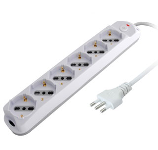 Presa Multipla 6 Posti Italiana Bipasso/Schuko Spina 16A - Techly IUPS-PCP-616A