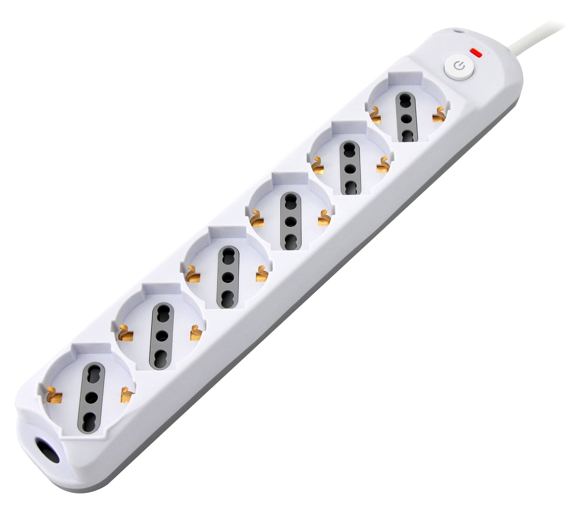 Presa Multipla a 6 Posti Italiana Bipasso/Schuko Spina 16A - Techly IUPS-PCP-616A