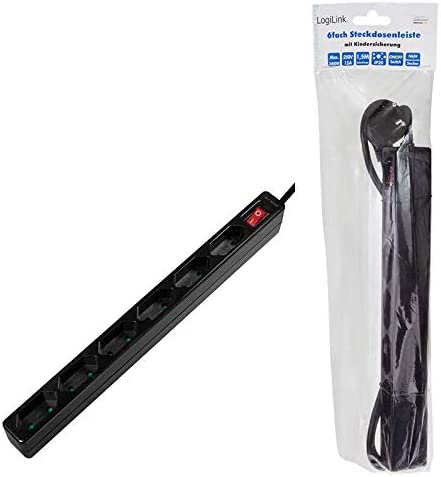 Multipresa 6 Posti Design Salvaspazio Nero - Logilink IUPS-PCP-6EBK